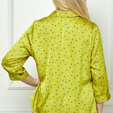 Chartreuse 3/4 Notch Sleeve Johnny Collar Button Front Top - Plus - DressbarnShirts & Blouses