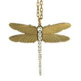 Classic Dragonfly Pendant Necklace With White Crystal Tail - DressbarnNecklaces