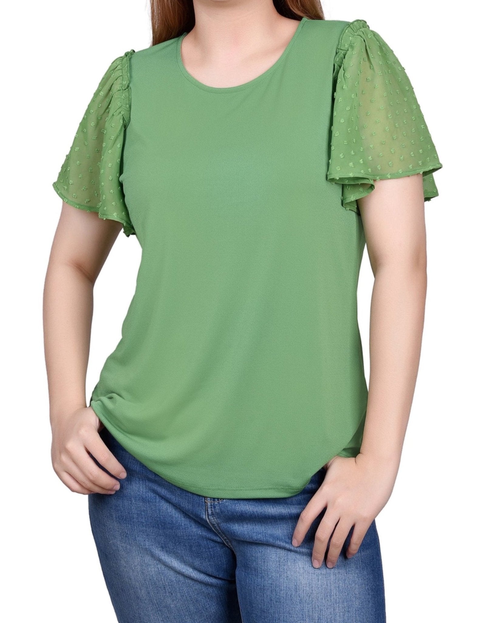 Clip Dot Flutter Sleeve Top - DressbarnShirts & Blouses