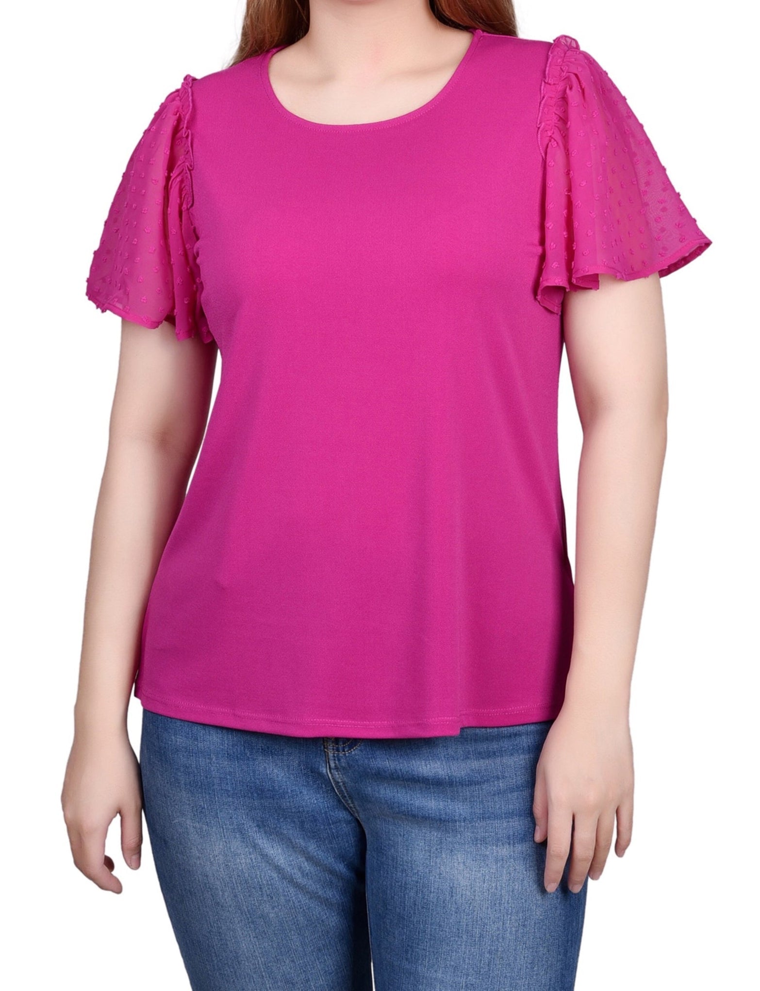 Clip Dot Flutter Sleeve Top - DressbarnShirts & Blouses