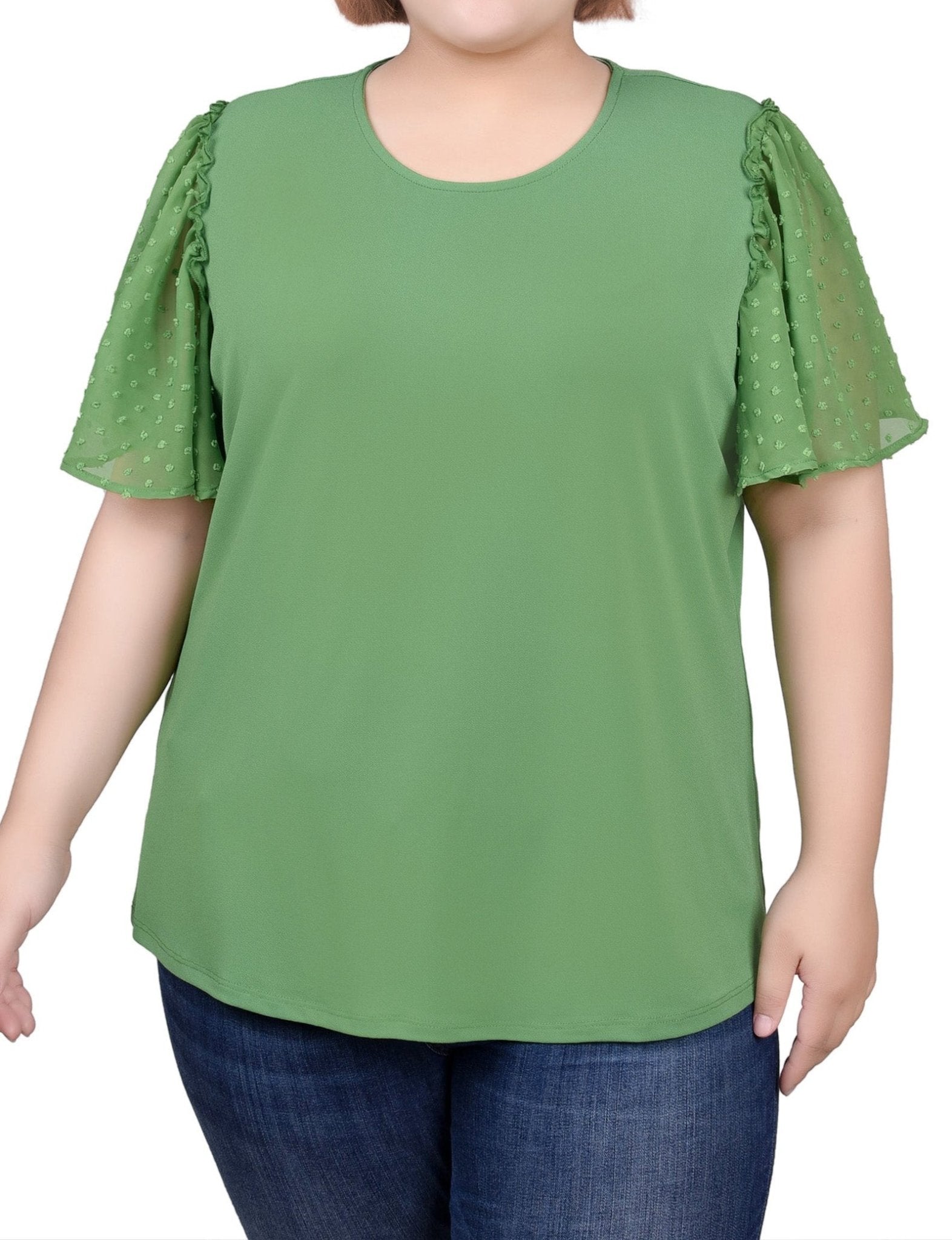 Clip Dot Flutter Sleeve Top - Plus - DressbarnShirts & Blouses