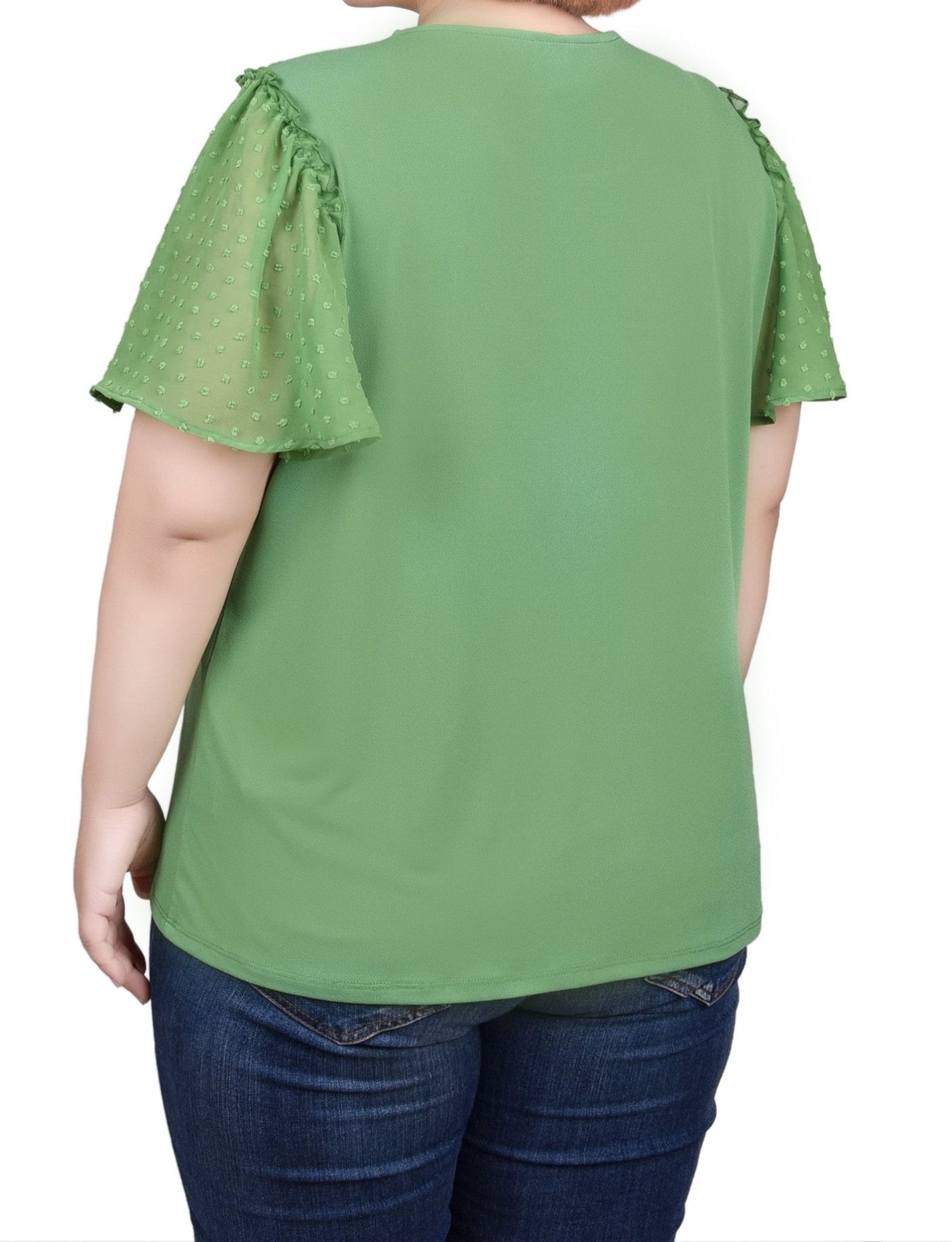 Clip Dot Flutter Sleeve Top - Plus - DressbarnShirts & Blouses