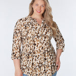 Cocomo Leopard Jacquard Taupe Popover - Plus - DressbarnClothing