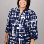 Cocomo Navy Patterned Popover with Pockets - Plus - DressbarnShirts & Blouses