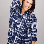 Cocomo Navy Patterned Popover with Pockets - Plus - DressbarnShirts & Blouses