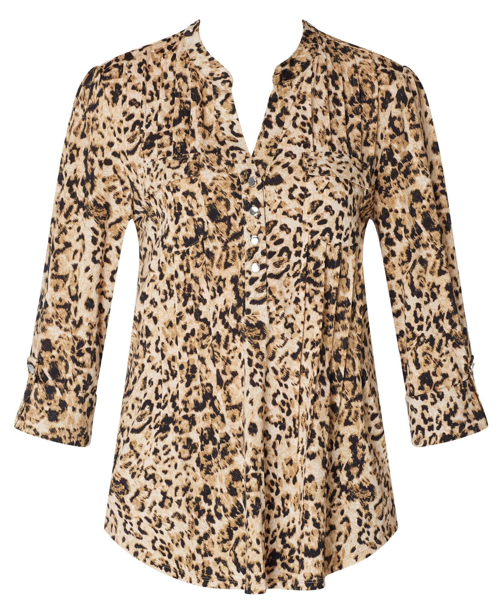 Cocomo Pintuck Animal Print Popover - DressbarnBlouses