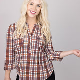 Cocomo Plaid Popover with Front Pockets - DressbarnClothing