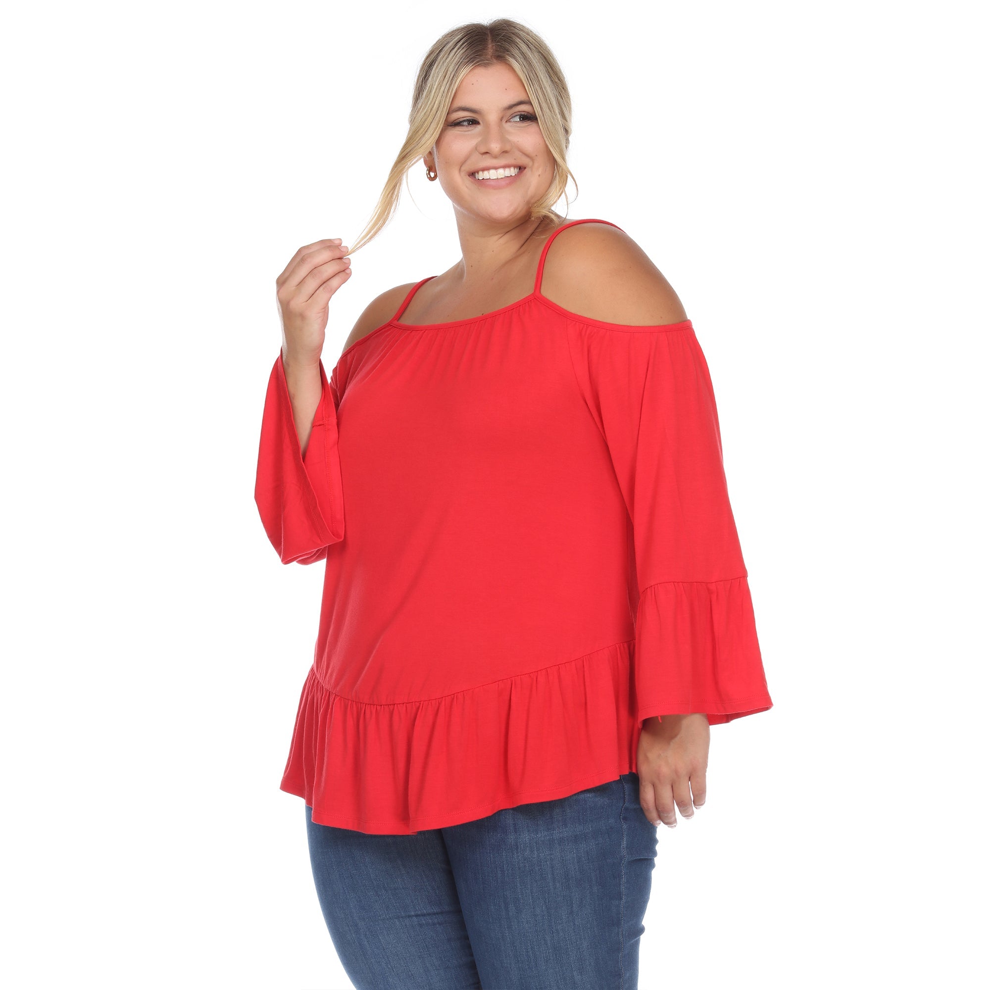 Cold Shoulder Ruffle Sleeve Top - Plus - DressbarnShirts & Blouses
