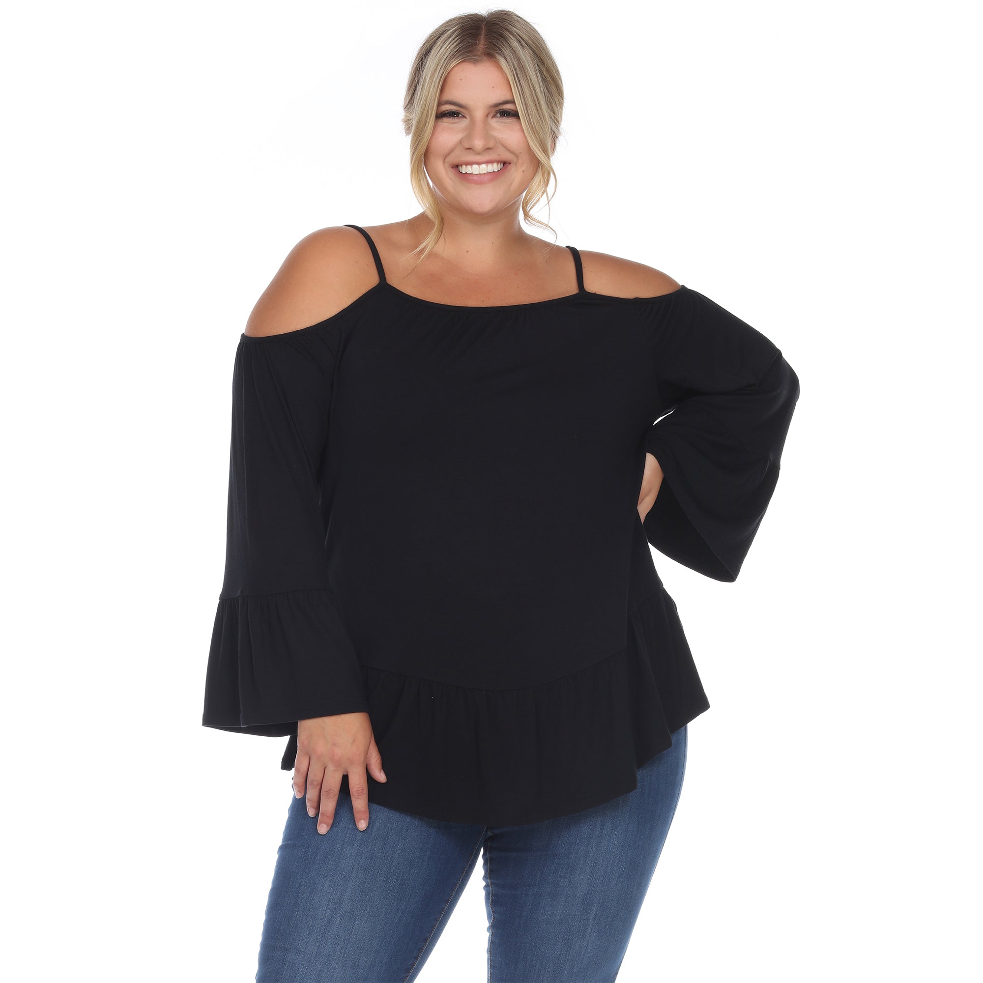 Cold Shoulder Ruffle Sleeve Top - Plus - DressbarnShirts & Blouses