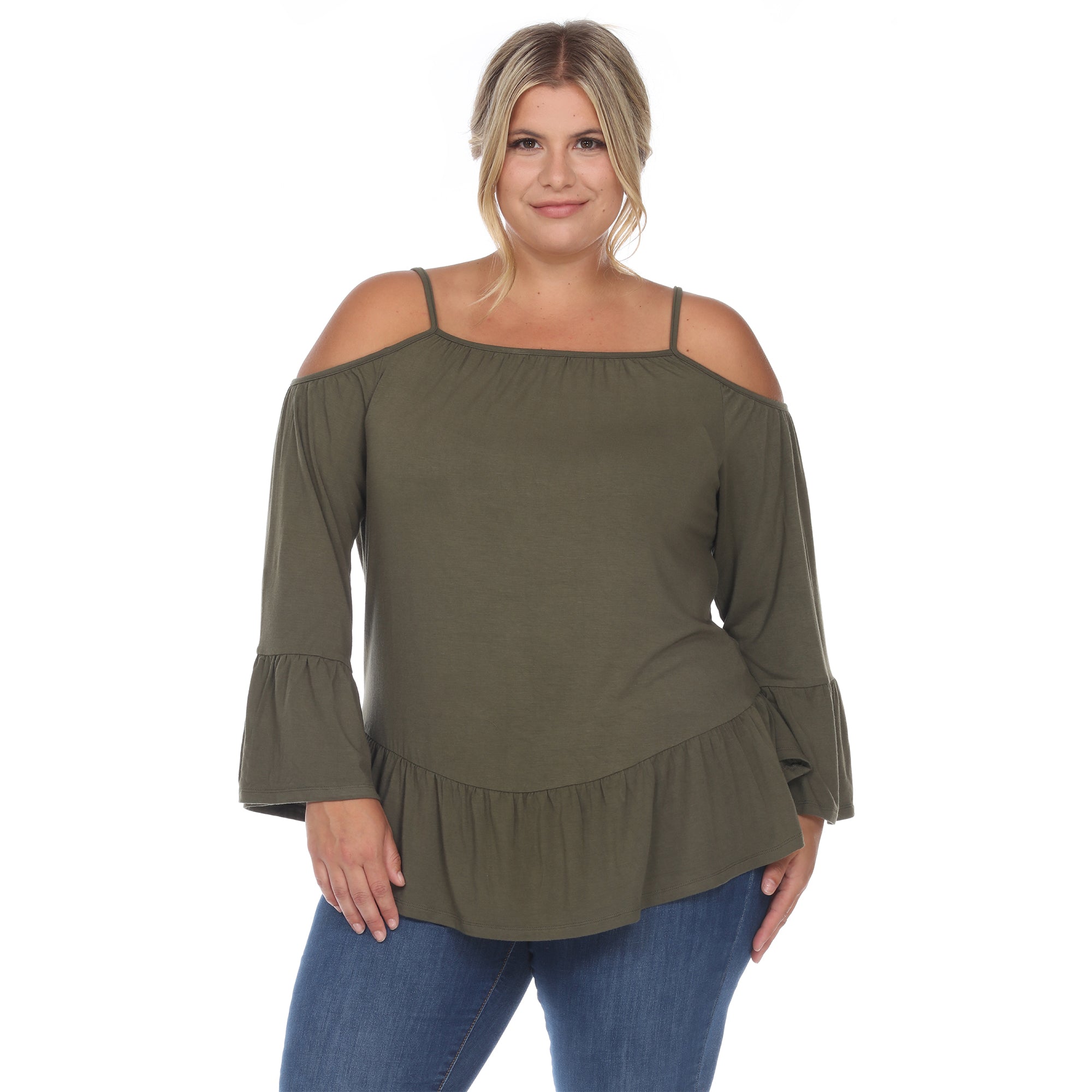 Cold Shoulder Ruffle Sleeve Top - Plus - DressbarnShirts & Blouses