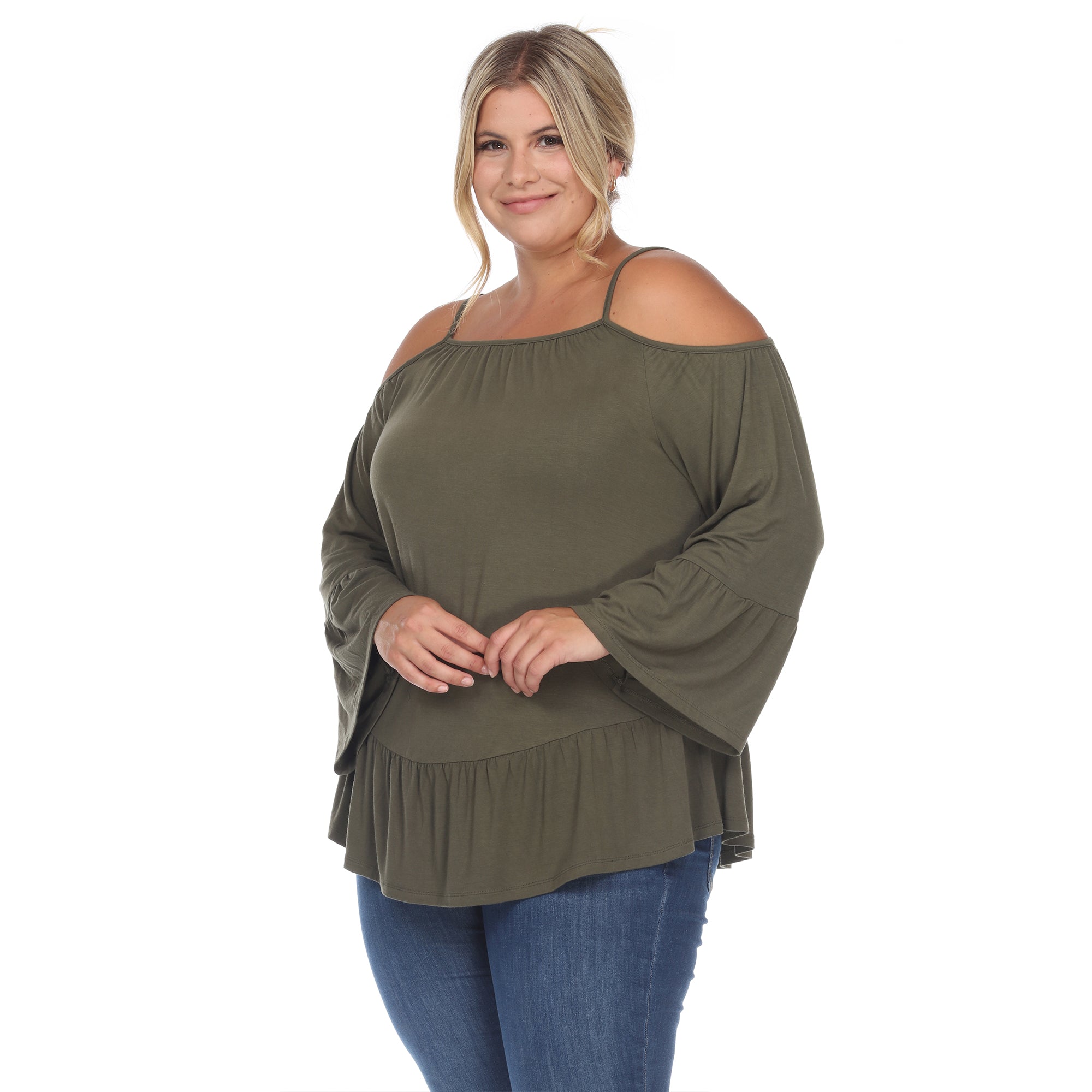 Cold Shoulder Ruffle Sleeve Top - Plus - DressbarnShirts & Blouses