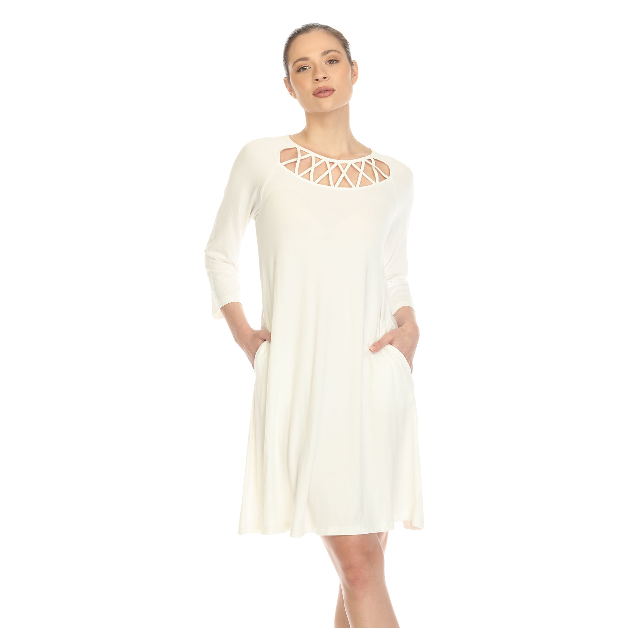 Criss Cross Neckline Swing Midi Dress - DressbarnDresses