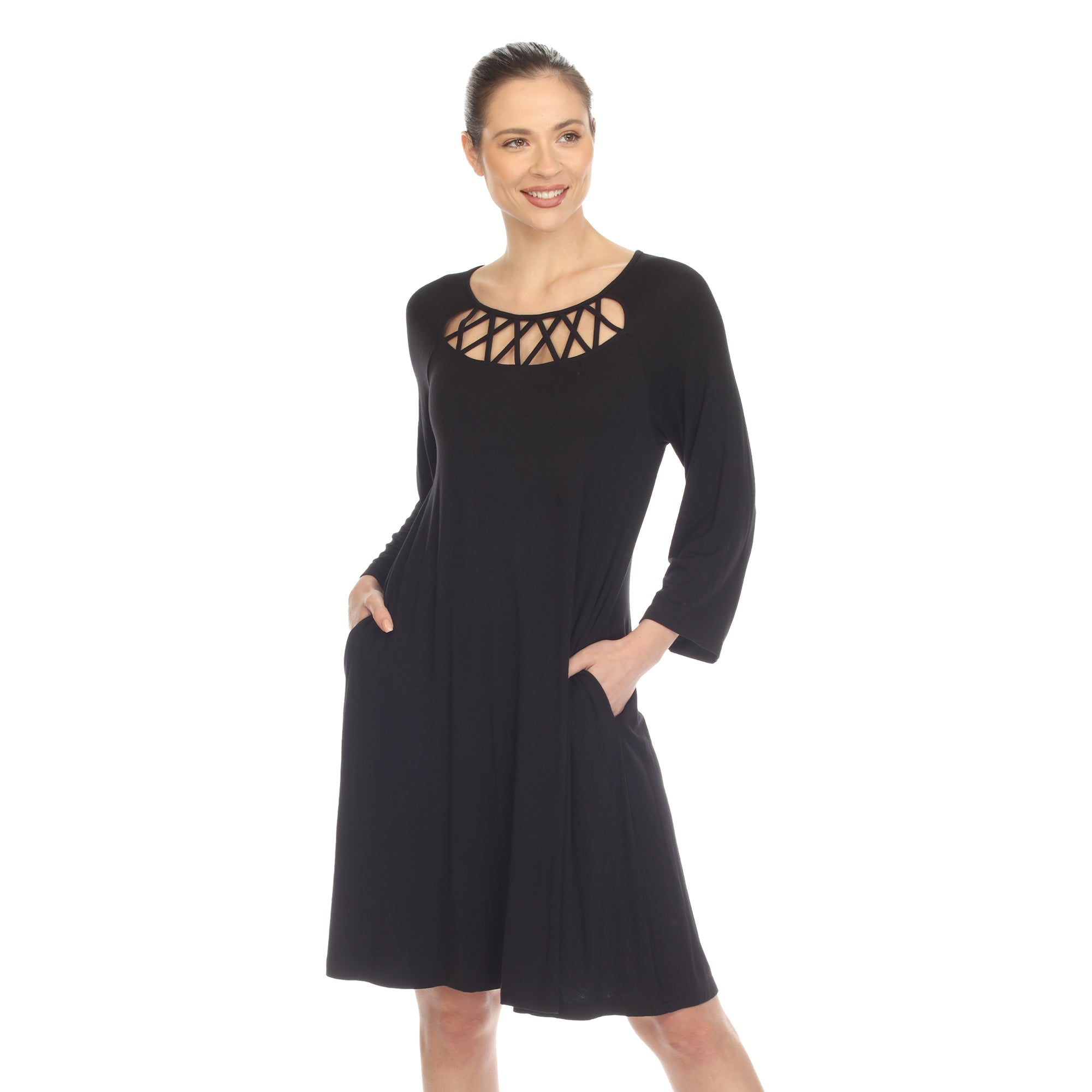 Criss Cross Neckline Swing Midi Dress - DressbarnDresses