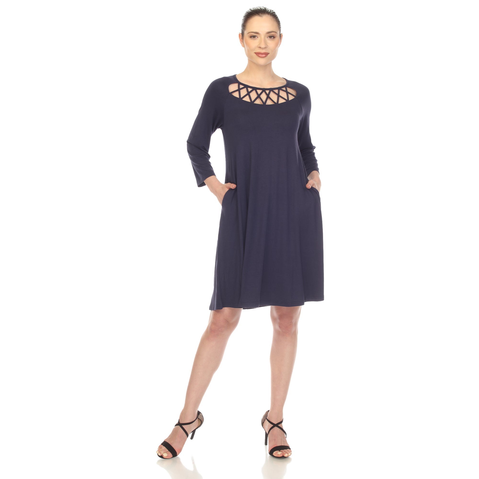 Criss Cross Neckline Swing Midi Dress - DressbarnDresses