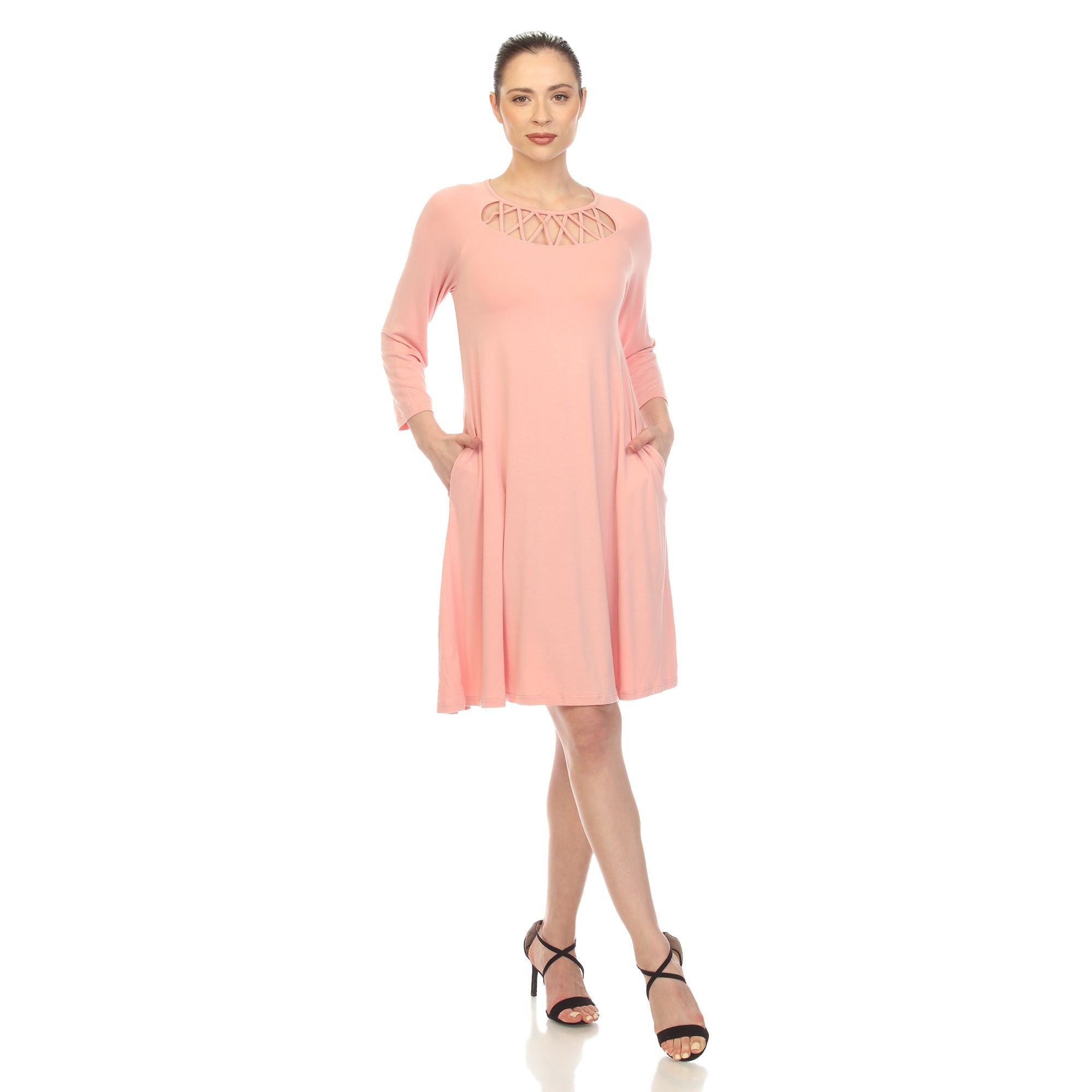 Criss Cross Neckline Swing Midi Dress - DressbarnDresses