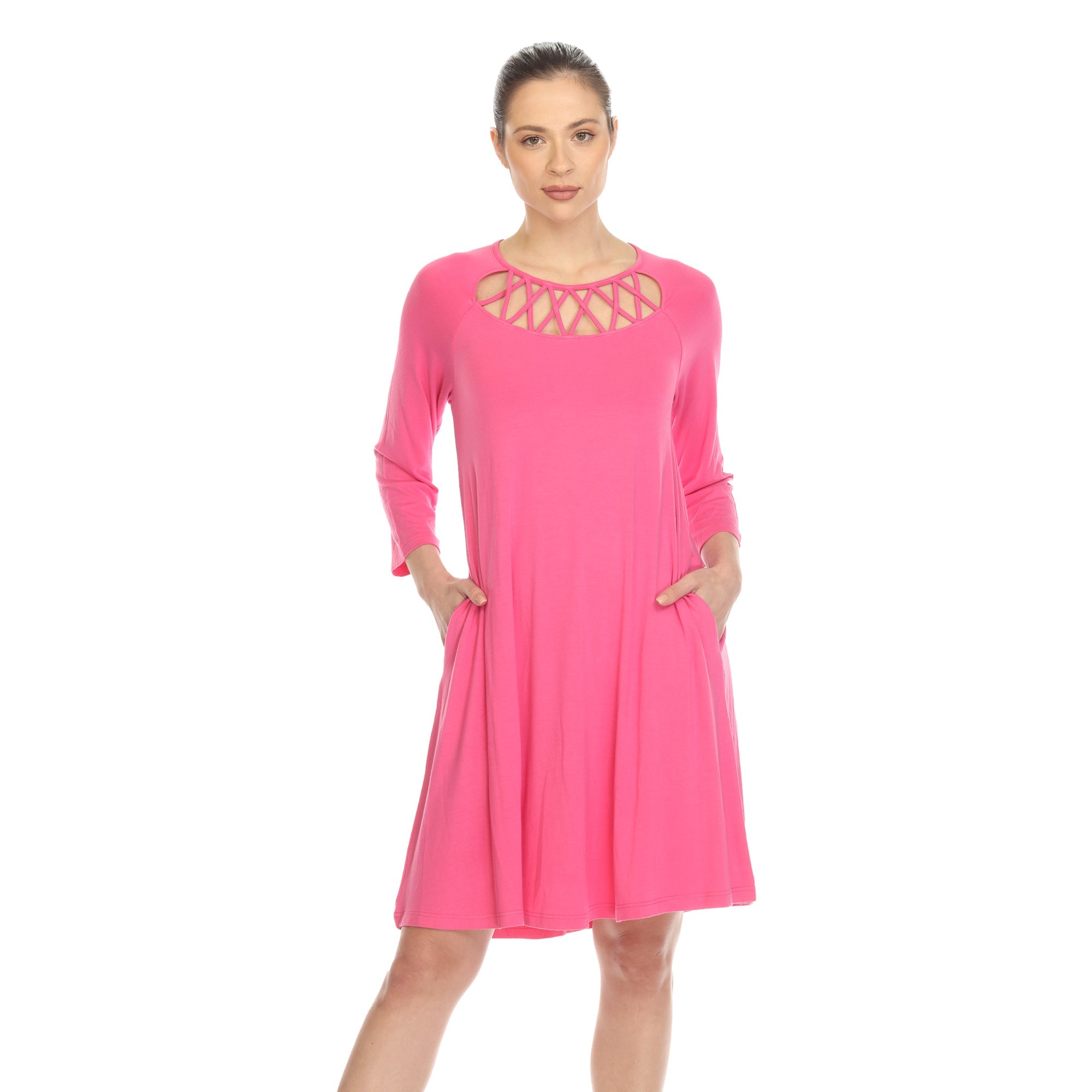 Criss Cross Neckline Swing Midi Dress - DressbarnDresses