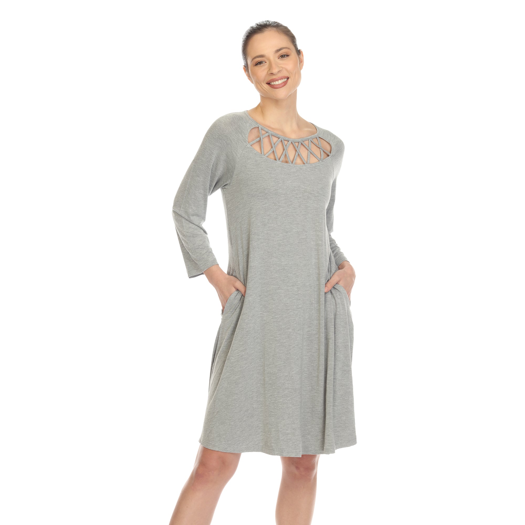 Criss Cross Neckline Swing Midi Dress - DressbarnDresses