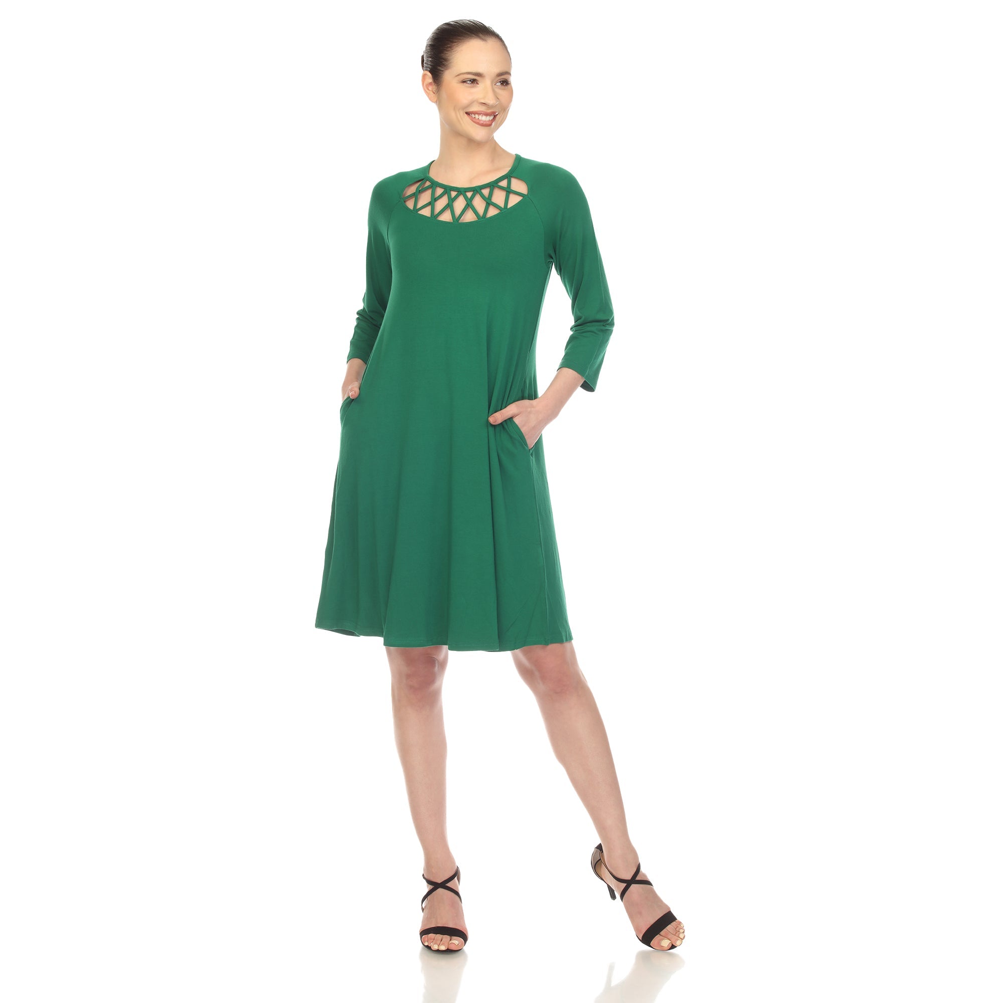 Criss Cross Neckline Swing Midi Dress - DressbarnDresses