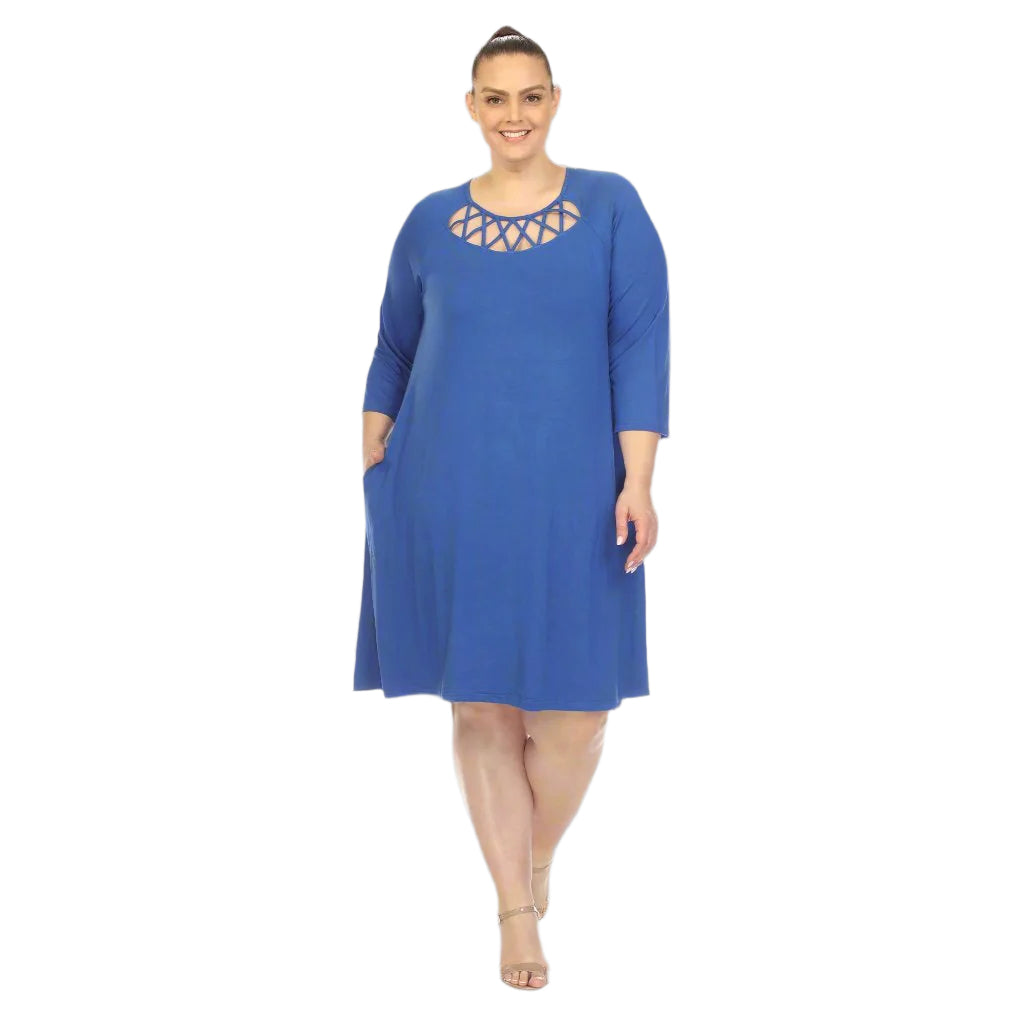 Criss Cross Neckline Swing Midi Dress - Plus - DressbarnDresses