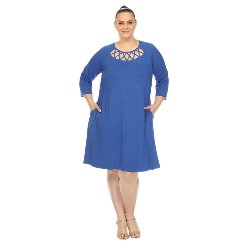 Criss Cross Neckline Swing Midi Dress - Plus - DressbarnDresses