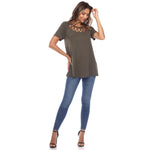 Crisscross Cutout Short Sleeve Top - DressbarnShirts & Blouses