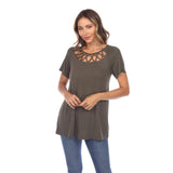 Crisscross Cutout Short Sleeve Top - DressbarnShirts & Blouses