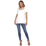 Crisscross Cutout Short Sleeve Top - DressbarnShirts & Blouses