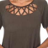 Crisscross Cutout Short Sleeve Top - DressbarnShirts & Blouses