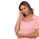 Crisscross Cutout Short Sleeve Top - DressbarnShirts & Blouses