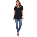 Crisscross Cutout Short Sleeve Top - DressbarnShirts & Blouses