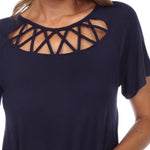 Crisscross Cutout Short Sleeve Top - DressbarnShirts & Blouses