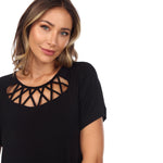 Crisscross Cutout Short Sleeve Top - DressbarnShirts & Blouses