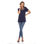 Crisscross Cutout Short Sleeve Top - DressbarnShirts & Blouses