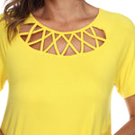 Crisscross Cutout Short Sleeve Top - DressbarnShirts & Blouses