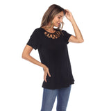 Crisscross Cutout Short Sleeve Top - DressbarnShirts & Blouses