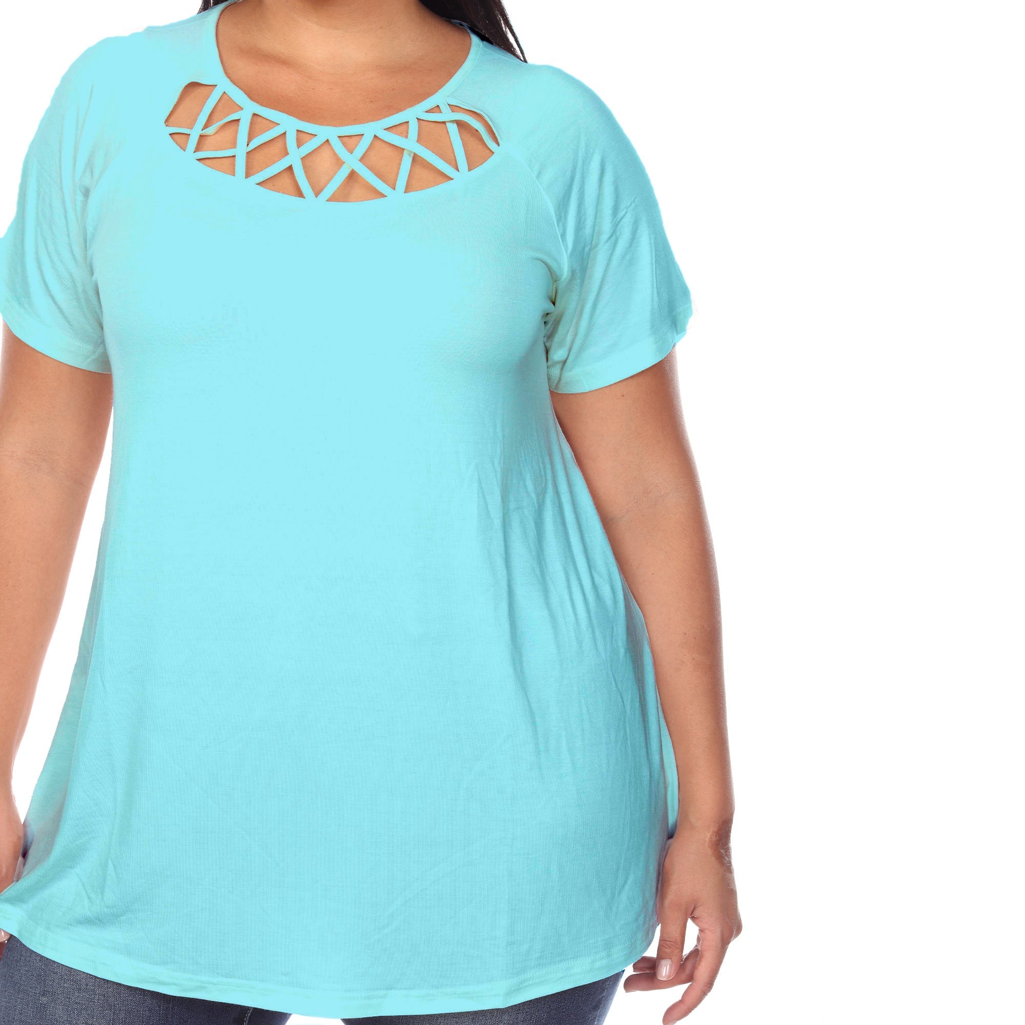 Crisscross Cutout Short Sleeve Top - Plus - DressbarnShirts & Blouses