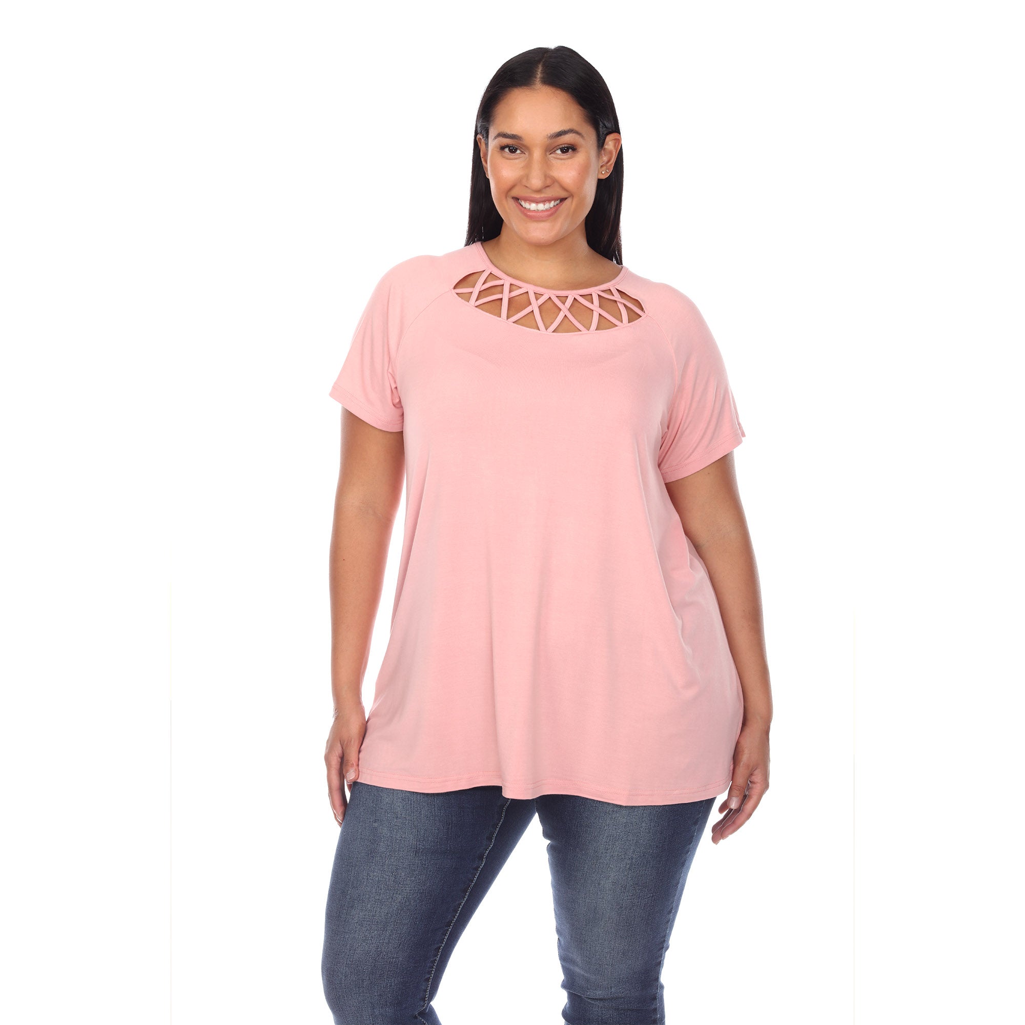Blouses for Women Business Casual Fashion Womens Plus Size Cutout  Asymmetric Cold Shoulder T-shirt V-Neck Tops Solid Color Short Sleeve  Tshirts Shirts for Women ,Pink,XL 