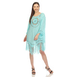 Crocheted Fringed Trim Dress Cover Up - Plus - DressbarnSwimwear