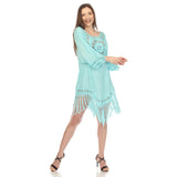 Crocheted Fringed Trim Dress Cover Up - Plus - DressbarnSwimwear