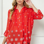 Cuff Long Sleeve Button Front Top With Collar - DressbarnShirts & Blouses