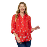 Cuff Long Sleeve Button Front Top With Collar - DressbarnShirts & Blouses