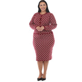 Plus Size Polka Dot Sweater Midi Skirt Set