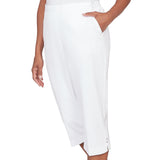 Alfred Dunner Solid Twill Button Hem Capri Pant