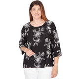 Alfred Dunner Tossed Floral Embroidered Top- Petite