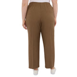 Alfred Dunner Plus Classic Signature Fit Textured Trousers with All-around Elastic Waistband Short Length