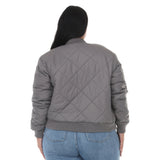 Plus Size Quilted Zip-Front Bomber Jacket