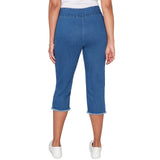 Alfred Dunner Super Stretch Denim Fringe Capri Pant- Petite