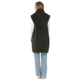Women's Long Plush Button-Front Vest