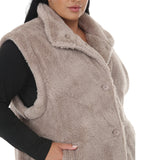 Plus Size Long Plush Button-Front Vest
