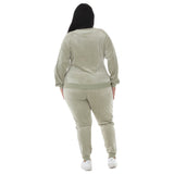 Plus Size Velour Zip-Front Jacket & Jogger Pants Set